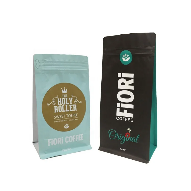 Custom Printed Aluminum Foil Coffee Bean Ng Pouch Side Gusset Packaging Bag With Valve