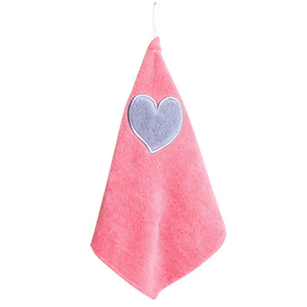 Home Kitchen Hanging Wipe Bathing Towel Children Nursery Hand Towel Soft Plush Bow Hanging Wipe