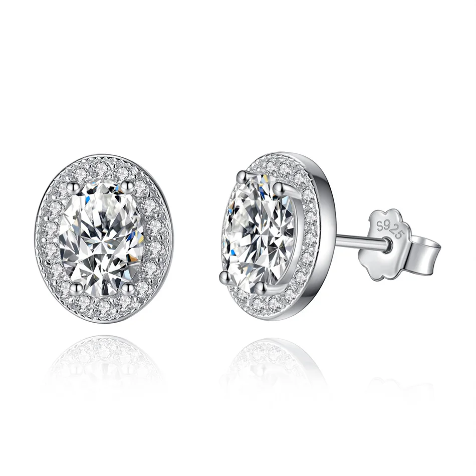 

Authentic 100% 925 Sterling Silver Earrings Vintage Elegance Clear CZ Round Stud Earrings for Women Daily Party Jewelry