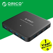 ORICO Aluminum U3BCH7-BK 7-Port USB 3.0 HUB BC1.2 Smart Charging HUB with Power Adapter-Black