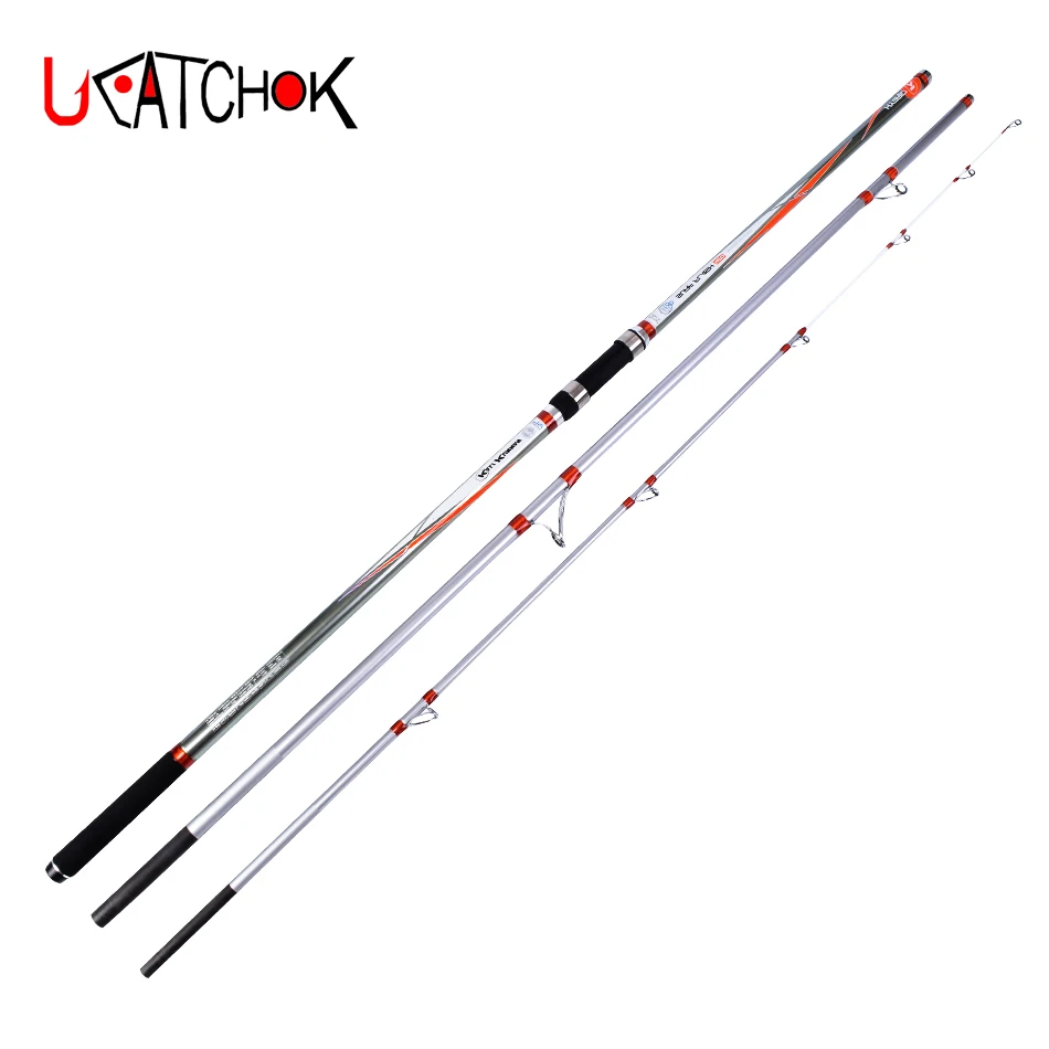 

4.2m 3 Sections 100g-250g Casting Weight High Carbon fiber Surf casting Rod Surf Rod, White