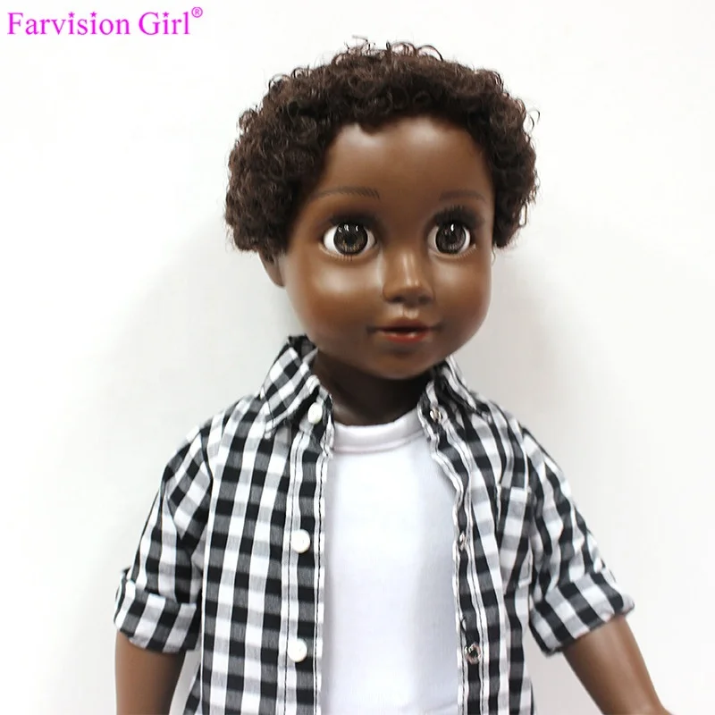 Delicate African Vinyl Craft Doll 18'' Black Boy Doll Custom With Afro