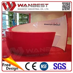 Professional mirror white reception desk l shaped counter with CE certificate
