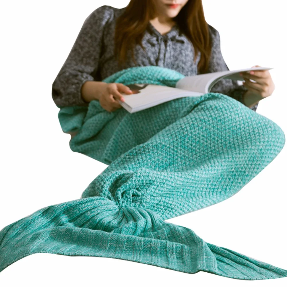 Free Shipping Casual Warm Mermaid Design Knitting Blanket (US Warehouse)