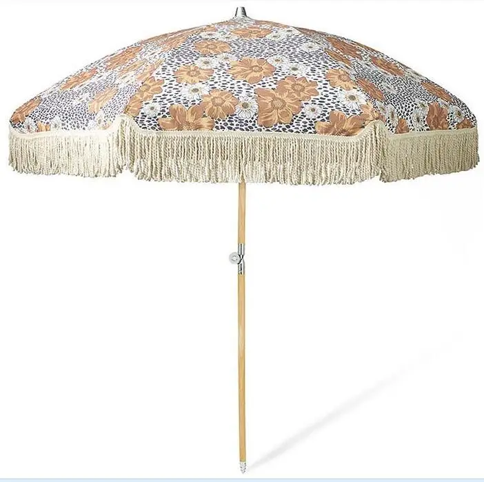 Fantastic Luxury With Tassels Stripe Wooden Garden Beach Umbrella Buy Beach Umbrella Sun Beach