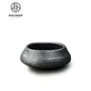 Ceramic matt black flat bottom round bowl