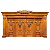 luxury wooden antique door marble pillar double wooden door villa main gate design