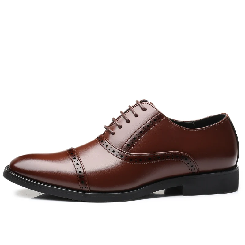 

brogue style dress shoes men, trendy synthetic leather men's shoe, plus size men shoes high quality, Black,brown
