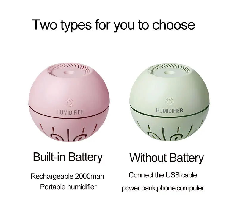 2019 amazon Speed ball humidifier with USB and Battery for sale