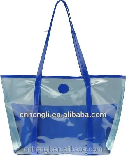 

Summer Beach Bag With Pouch CLEAR PVC Vinyl Tote, All colors are available