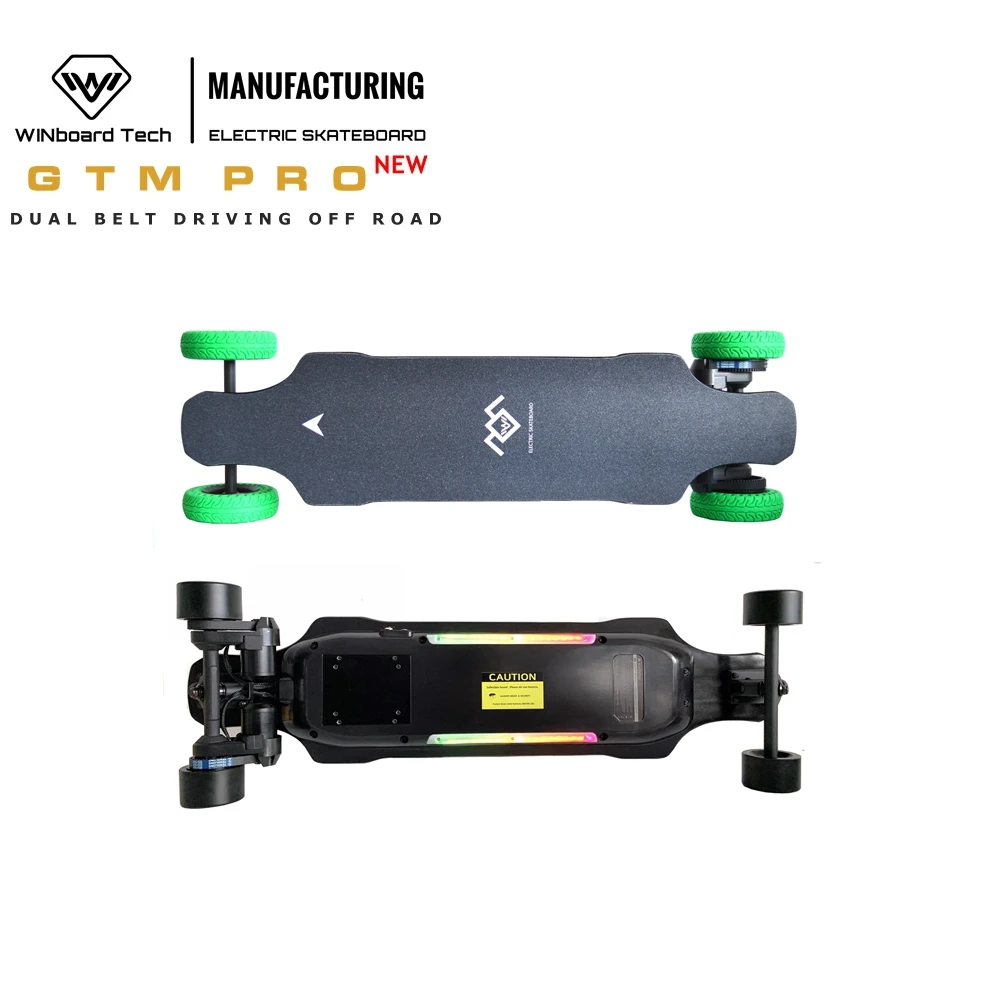 WINboard GTM PRO 324wh battery led lights dual belt motor 5 color option mountain wheels all terrian electric skateboard