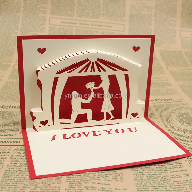 Tarjetas 3d diseño regalo de san valentin 350g arte de papel de ...
