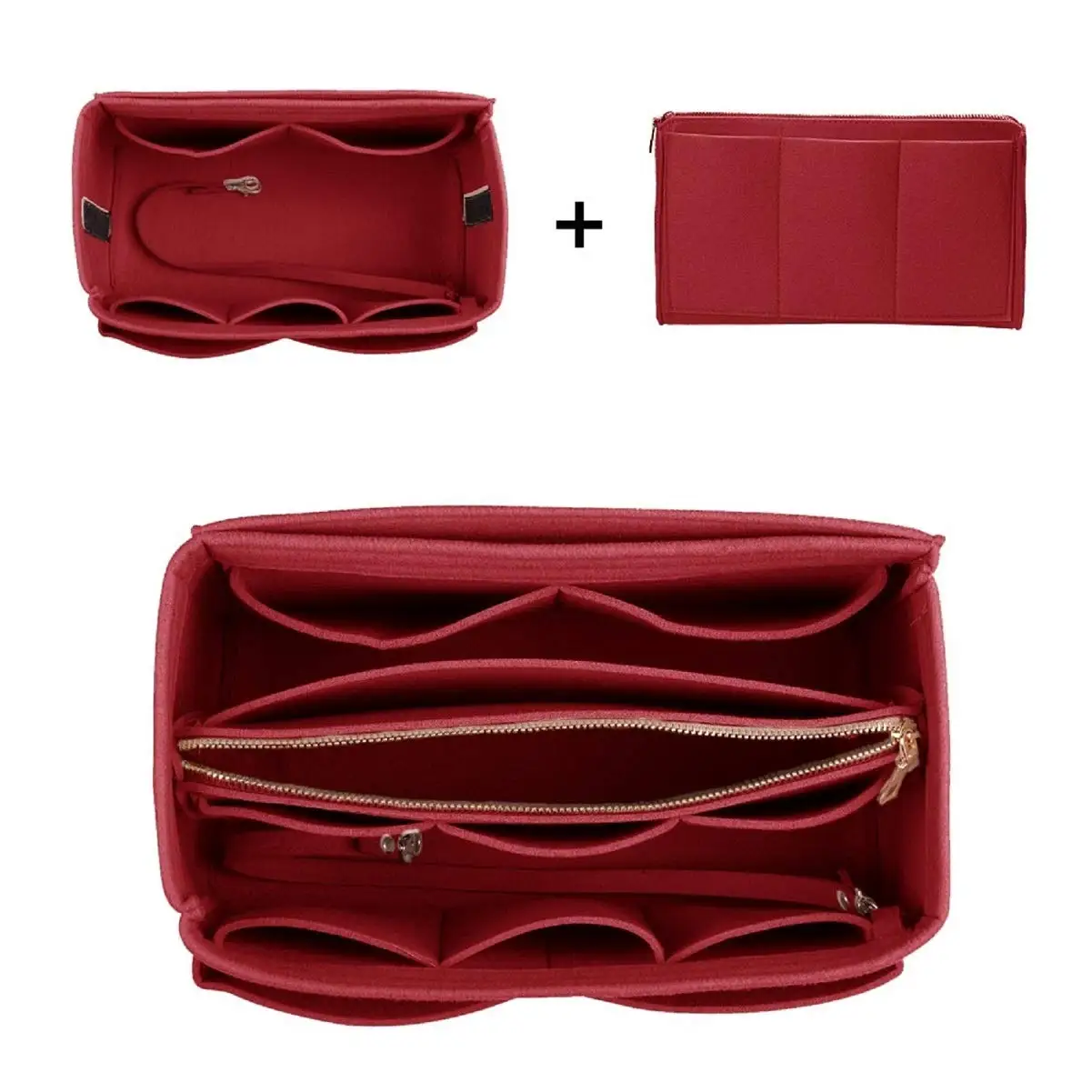 China New design Multi Pocket Bag in Bag Organizer Felt Fabric