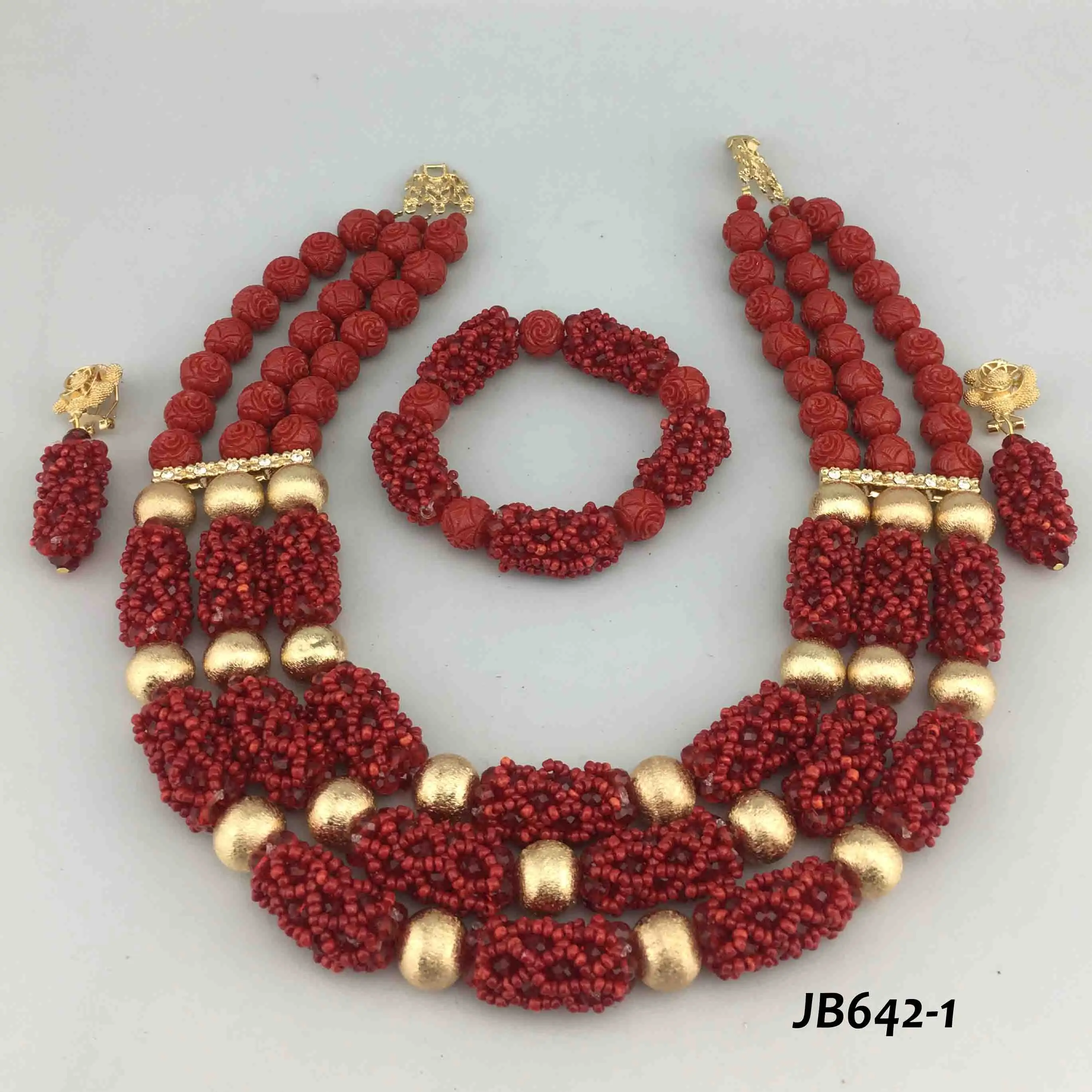 

Indian necklace sets bridal wedding african beads jewelry nigerian traditional set gold jewellery, Coral,silver,white,green
