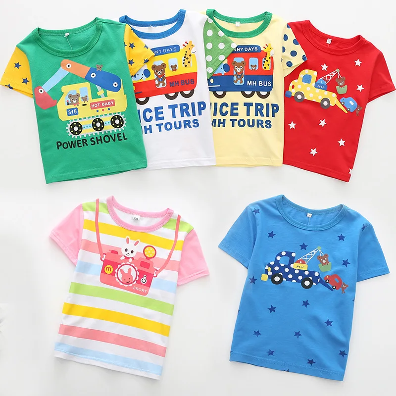 

Hao Baby New European and American Children's Short-sleeved Summer Car T-shirt Half-sleeved Shirt, As the pictures