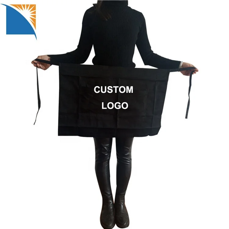 

Waist Apron Black Long Short Medium Delantal Hotel Custom Logo Apron Men Women Bartender Bar Bistro Restaurant Waiters Apron