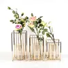 home wedding decoration lantern square cage gold metal wire candle holder stand candlestick