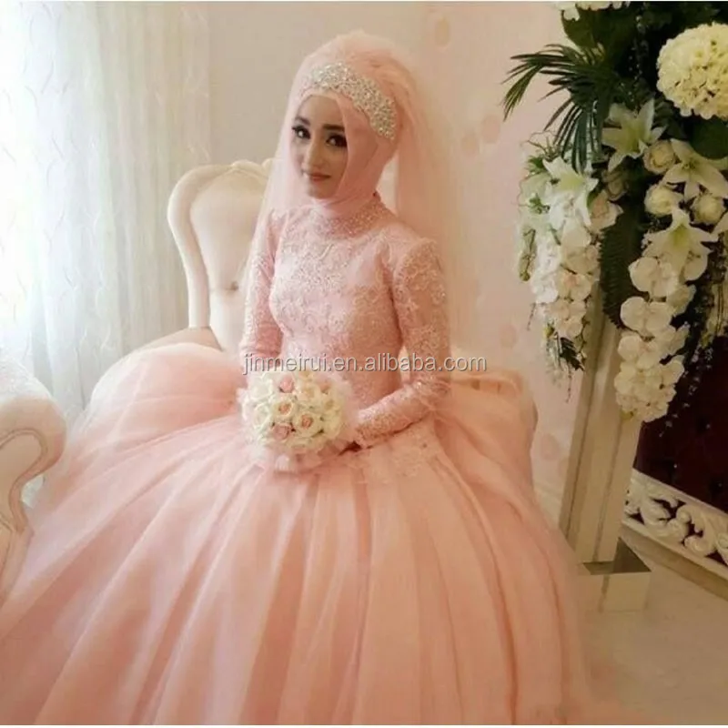 peach bridal dress
