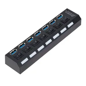 High Speed 7 Port USB 3.0 Hub On Off Switches