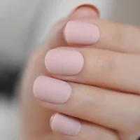 

Pink Nude False Nails Matte Round Japanese Finger Nails Short Acrylic Nail Wholesale with Adhesive 24Ct L5097