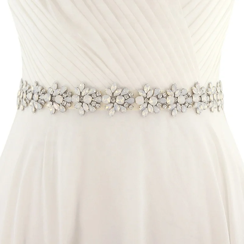 

Opal Crystal Bridal Belt Wedding Sash Belt 2019, Silver