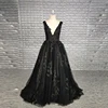 Modest Black Evening Wear Tulle Long Gowns For Ladies Formal Prom Dresses Factory Sample 2018