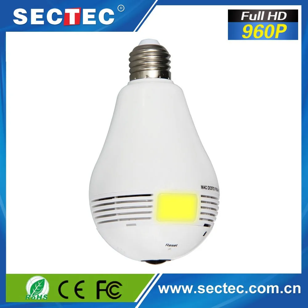 960p Wifi Light Bulb Camera With Cellphone Recorder Motion Detection