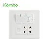 Thailand Dimmer Switch With 2 Gang Lighting Indicated Button Wall Switch , Double 2 Pin Wall Socket Outlet and TV Plug