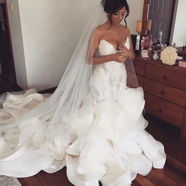 wedding gown and veil