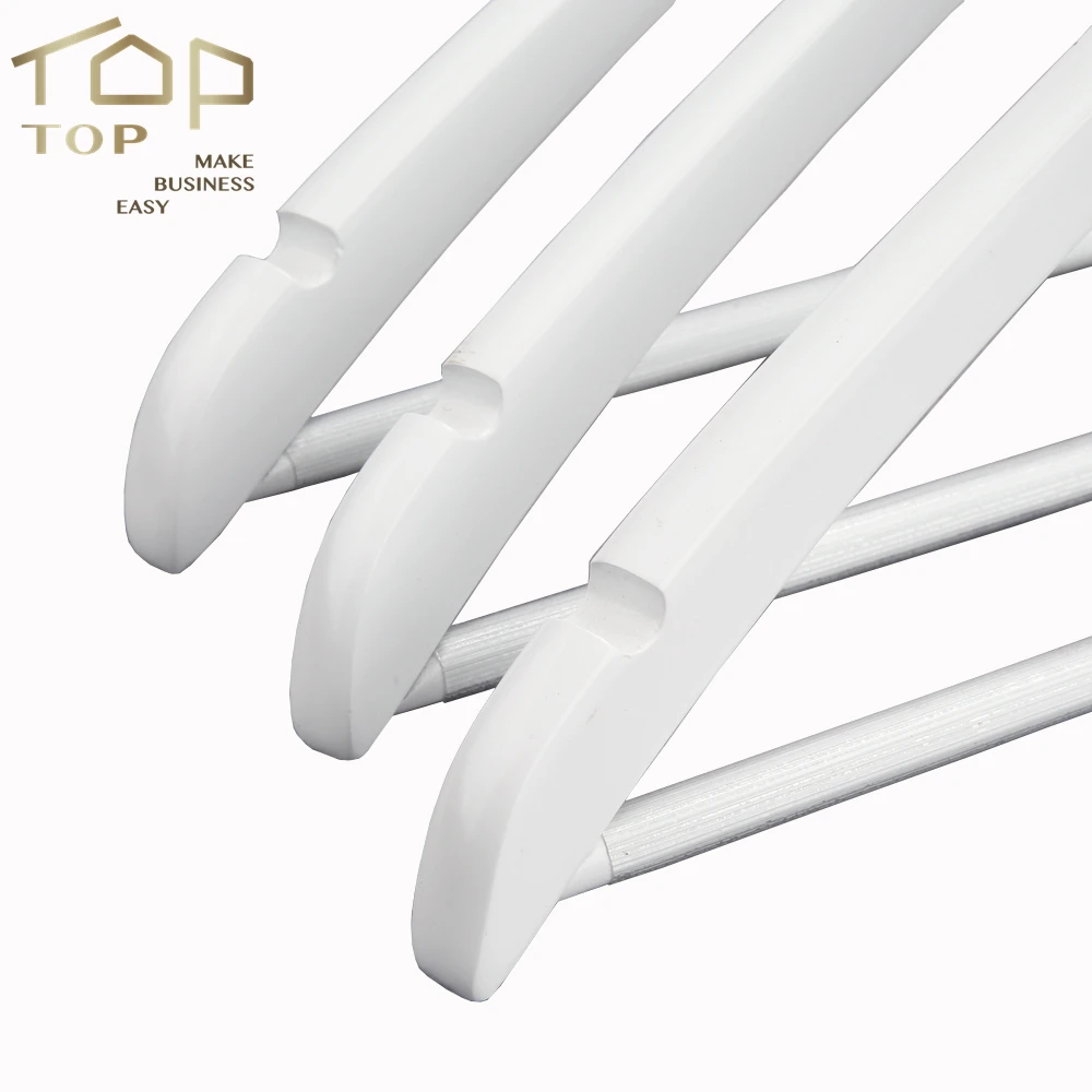 2018 Deluxe white curved body wooden suit clothes hangers wholesale price