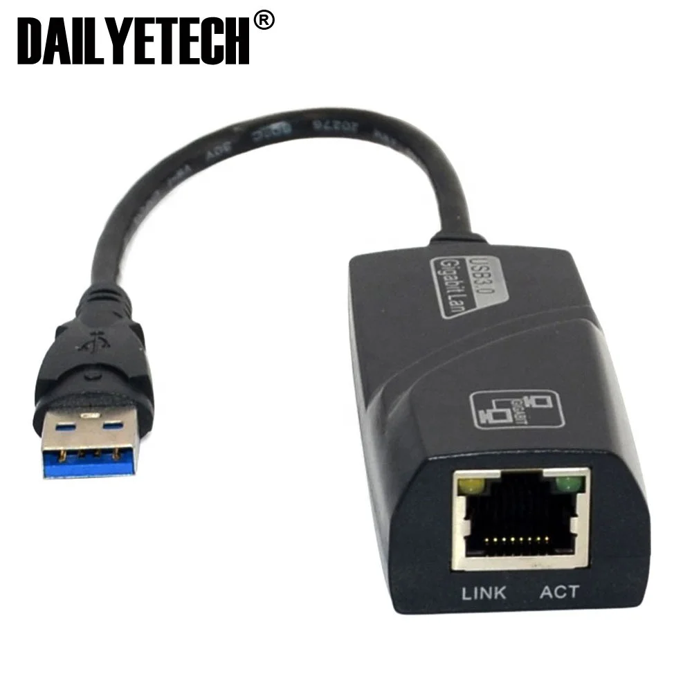 

USB 3.0 to 10/100/1000Mbps Gigabit Ethernet RJ-45 LAN Network Adapter Laptop PC from dailyetech, Black