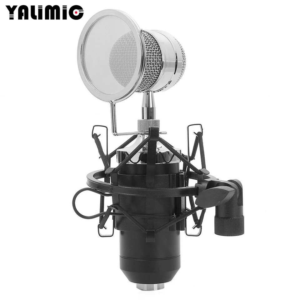 

BM-8000 Sound Studio Recording Condenser Wired Microphone With 3.5mm Plug Stand Holder Pop Filter For KTV Karaoke