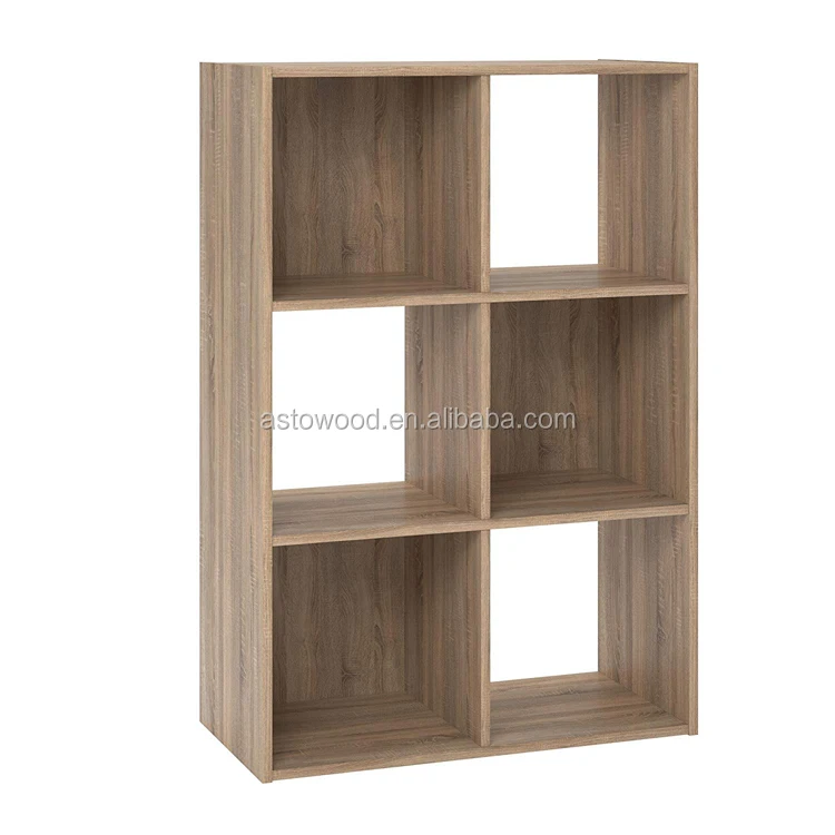 Modern Industrial Bookshelf 6 Cube Storage Bookcase Display Unit