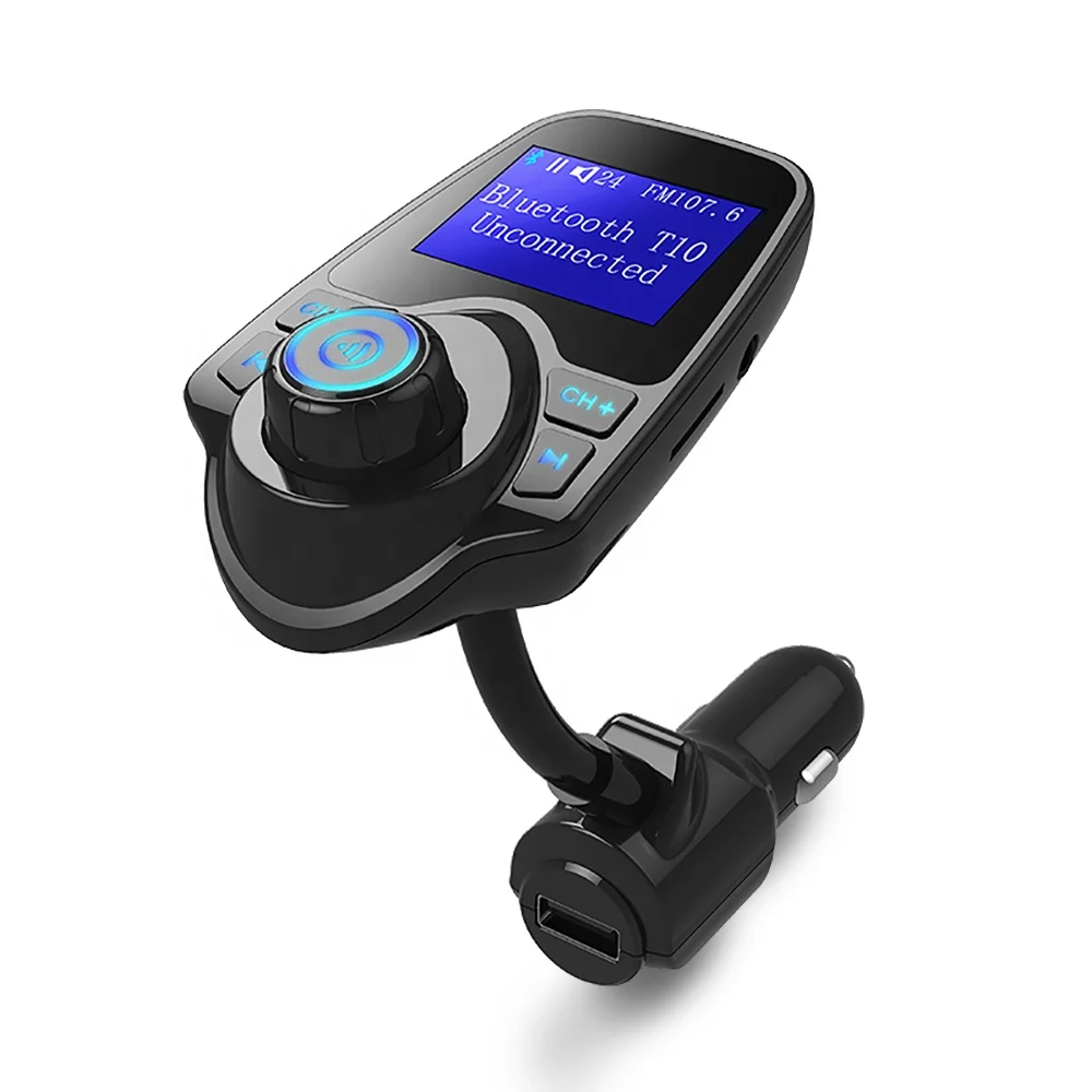 

AGETUNR T10 Bluetooth V4.2 mp3 player screen fm transmitter display car voltage,AUX,audio player microSD card stereo player