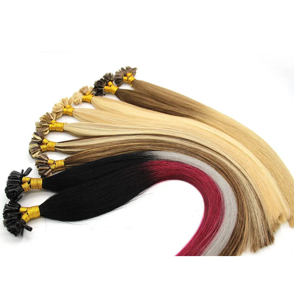 

Wholesale 10A thick Pre Bonded Keratin Nail U Tip Indian Remy Human Hair Extensions Straight Ombre Hair 14-28" 1g/s