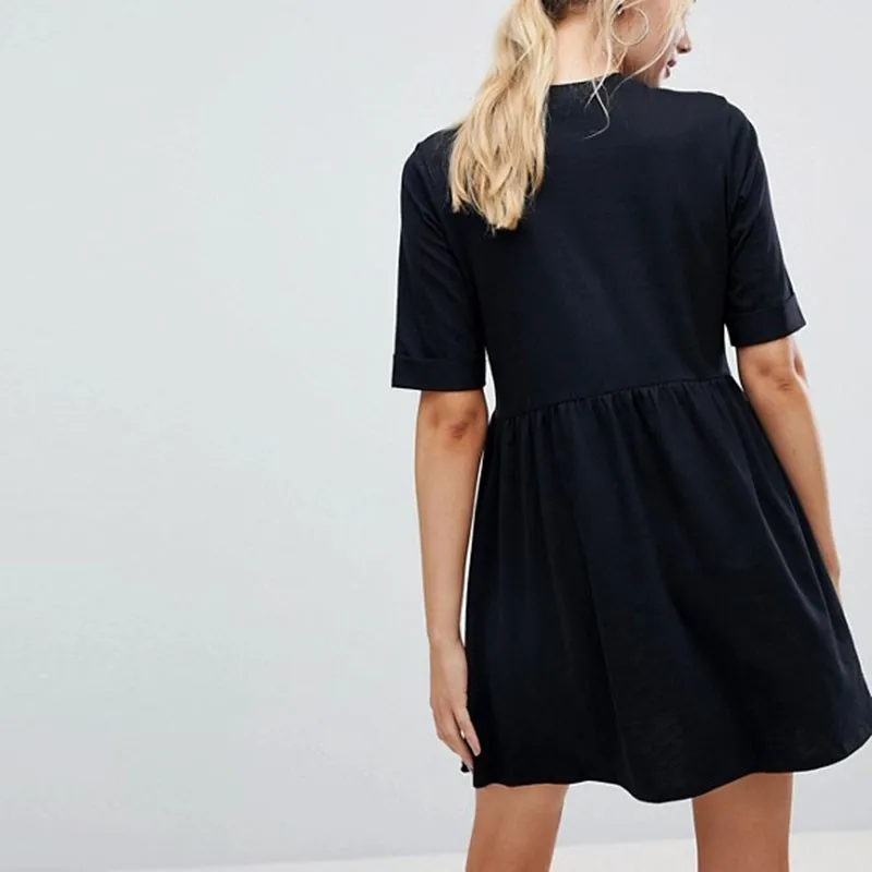plain black smock dress