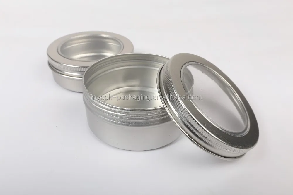 Empty 2oz Round Tin Can With Clear Window Lid For Gift Packaging