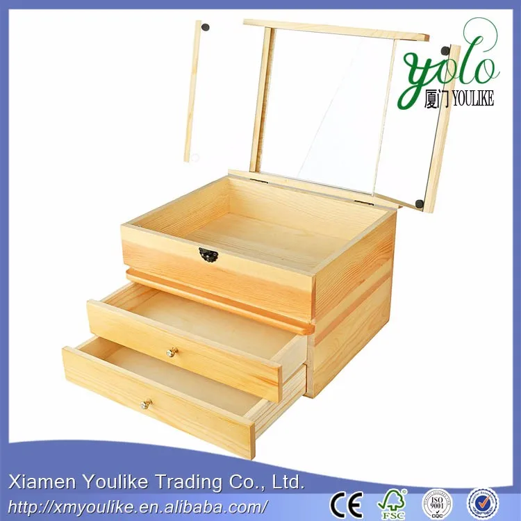 Caja Organizadora De Cosméticos Para Almacenamiento De Joyas De Madera