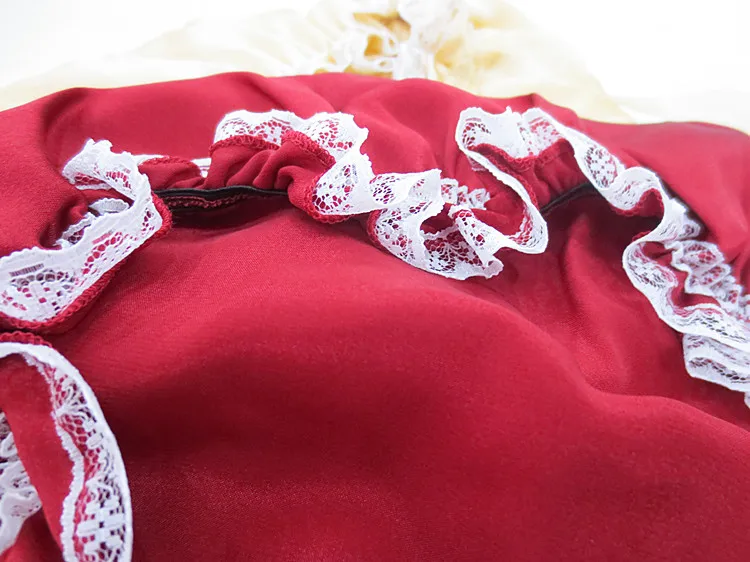 18" Black Color Soft Silk Satin Shower Caps With Polka Dot Double