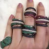 red blue green micro pave cz big ring multi wrap women full finger jewelry Luxury jewelry top quality