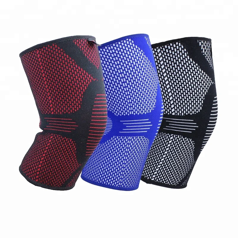 

Knitting Nylon Elastic Compression Knee Sleeve Support, Red+black;grey+black;blue+black