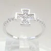 Factory Wholesale Silver Cross Rings Stamped 925 , Flower CZ Jewelry , Sterling Silver Pave Micro CZ Ring Accepted By paypal