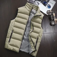 

2019 New Fashion Men Classic Plus Size Sleeveless Stand Collar Quilted Puffer Down Vest Outerwear