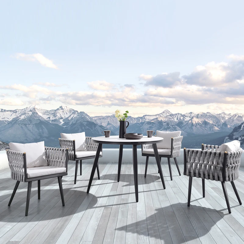 Outdoor table rattan material modern design with chairs