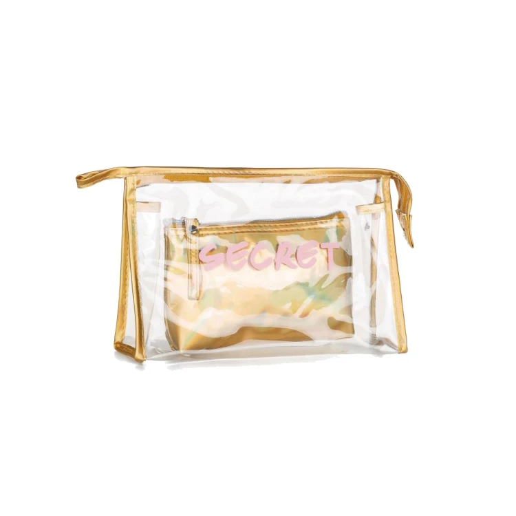 

WOBAG new pvc double layer make up cosmetic bag for travel