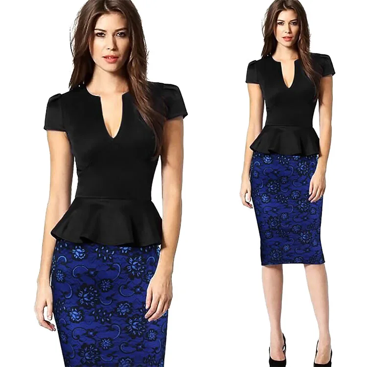 

Ladies Elegant One Piece Short Sleeve Casual Work Dresses, Shown