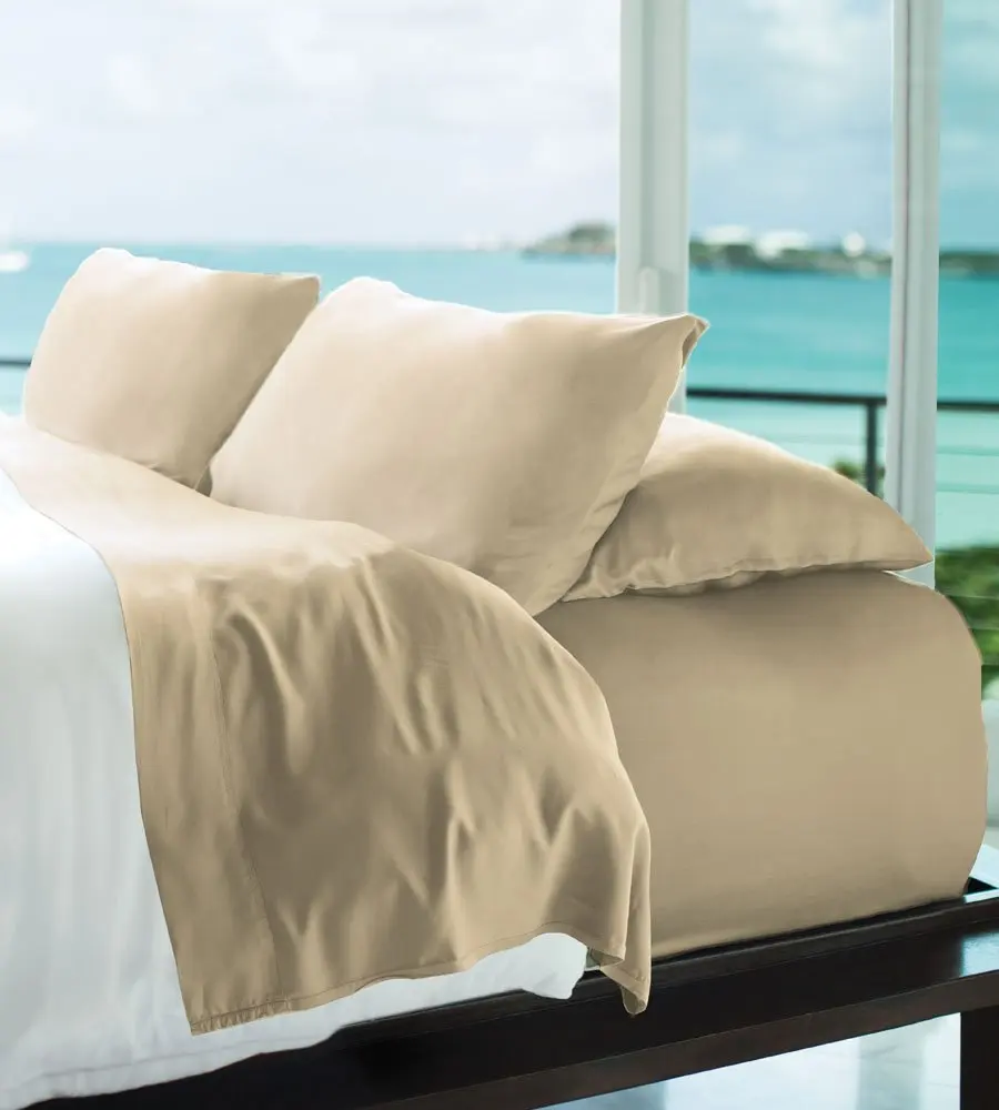 Resort Bamboo Sheets by Cariloha - 4 Piece bed Sheet Set - Luxurious Sateen Weave - 100% Viscose From Bamboo Bedding (King, Beachwood)
