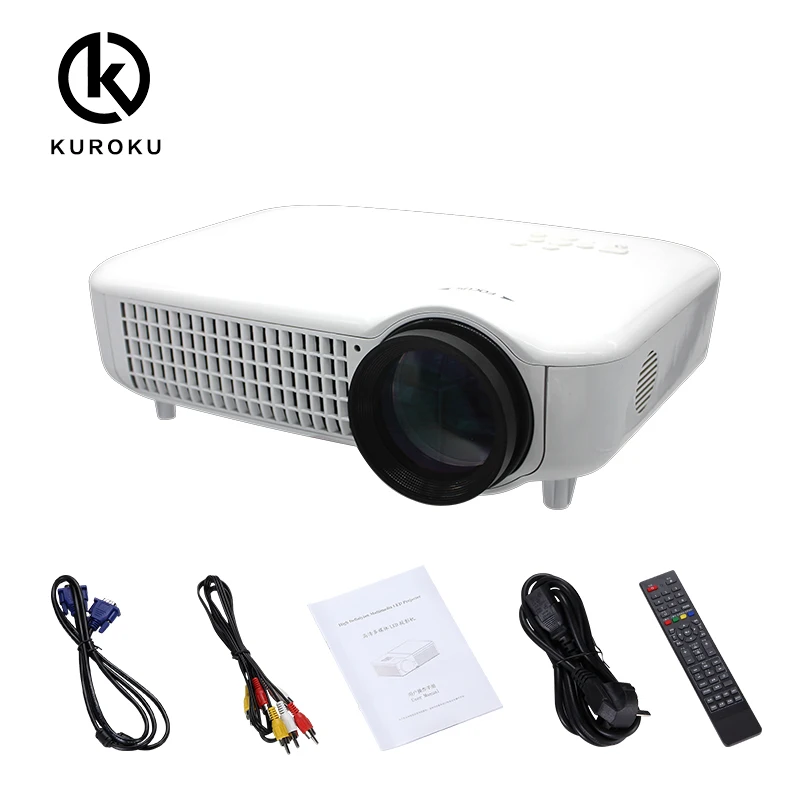 

Native 1080p smart tv lcd led mini panel projector, White/black