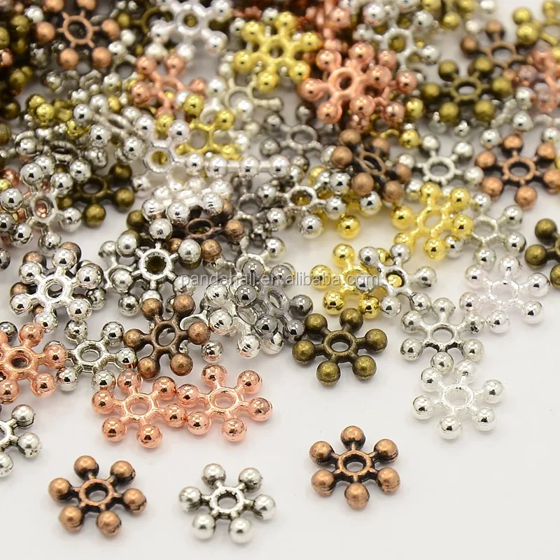 

Tibetan Style Alloy Snowflake Bead Spacers, Mixed Color,Wholesale