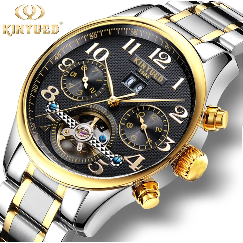 

KINYUED J013 Men's Automatic Mechanical Hand Watch Stainless Steel Auto Day Watch